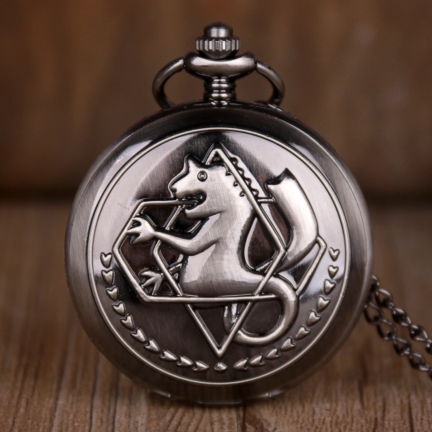 luckacco antique fullmetal alchemist edward elric cosplay quartz pocket watch with pendant necklace men women fob watch