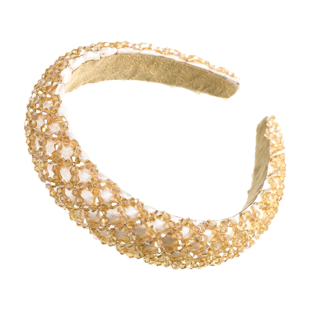 MOLANS Sparkly Padded Rhinestones Headbands for Women Full Crystal Luxurious Hairbands Baroque Diamond Tiara Hair Accessories - luckacco