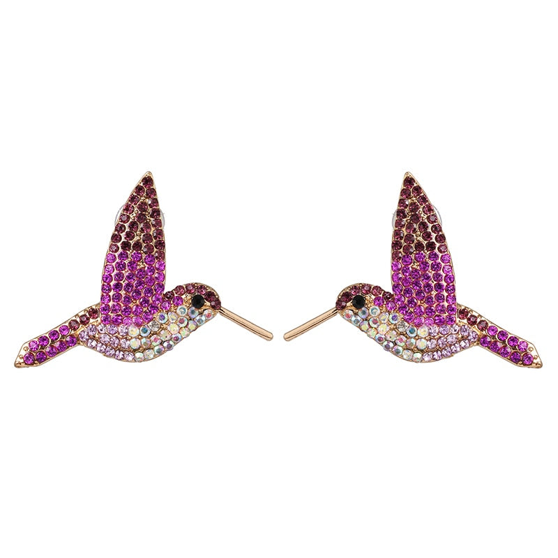 Wholesale JUJIA Fashion Rhinestone Birds Earrings For Women Girls Crystal Earring Vintage Wedding Statement Jewelry Brincos - luckacco
