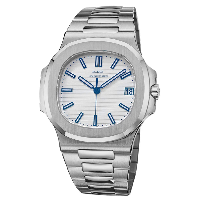 luckacco lgxige top luxury brand japan quartz watches men stainless steel military watch causal fashion business clock male wristwatch