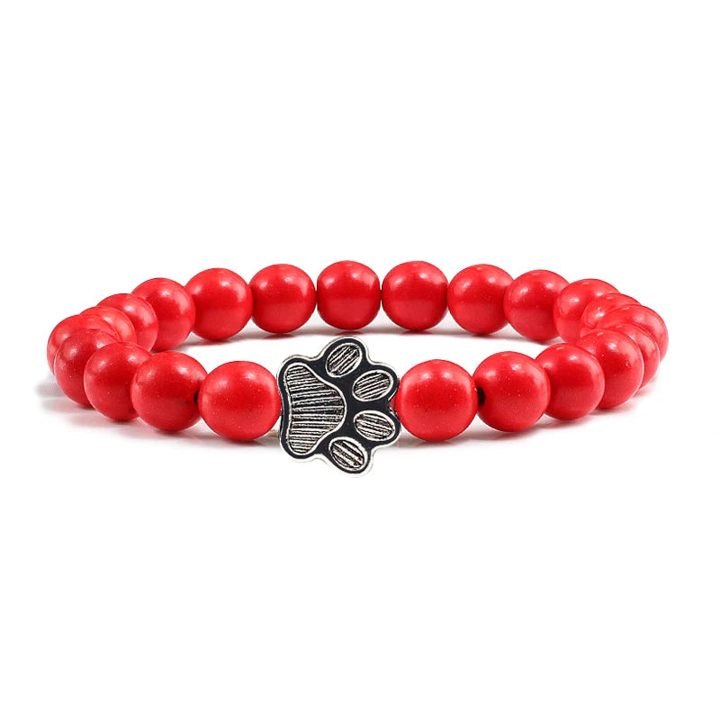 luckacco men natural black lava stone bracelet cat paw blue pine beaded bracelets bangles energy women yoga fashion couple jewelry gifts