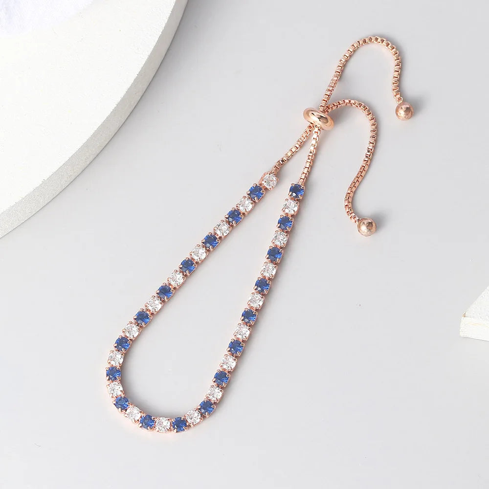 luckacco adjustable multicolor tennis bracelets for women ladies wedding rainbow colorful zircon charm bracelet hand chain jewelry dzh043