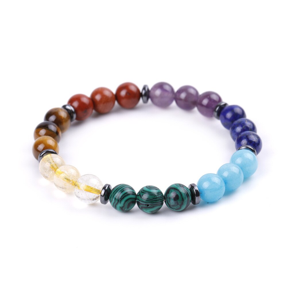 7 Chakras Bracelets Reiki Balance Rainbow 8mm Natural Stone Lapis Purple Crystal Bracelet for Women Healing Pulseras Meditation - luckacco