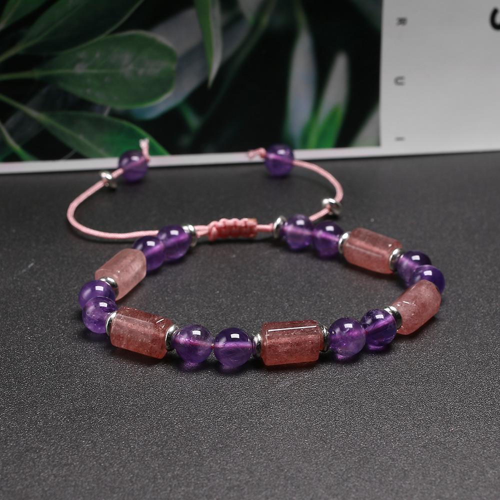 Hand Woven Friendship Bracelets Natural Strawberry Crystal Bracelet For Women And Men Luck - luckacco