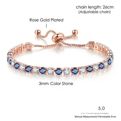 Luckacco Adjustable Multicolor Tennis Bracelets for Women Ladies Wedding Rainbow Colorful Zircon Charm Bracelet Hand Chain Jewelry DZH043