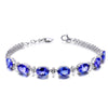 Luckacco Luxury 100% S925 Silver Bracelets For Woman With Blue Sapphire Gemstone Lady Fine Jewelry  Gift