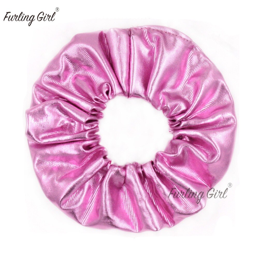 Furling Girl 1 PC Faux Leather Shiny Hair Scrunchies Hair Ties Ponytail Holder for Women Hair Accessories Elastic Hair Bands - luckacco