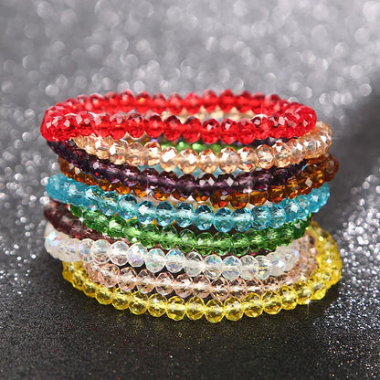 Luckacco New Artificial Austria Crystal Bracelet Fashion Shiny Stone Beads Elasticity Rope Strand Bracelets for Women Jewelry