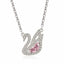 Fashion Swan Pink Crystal Zircon Diamonds Gemstones Pendant Necklaces for Women Girl White Gold Color Choker Jewelry Party Gifts - luckacco