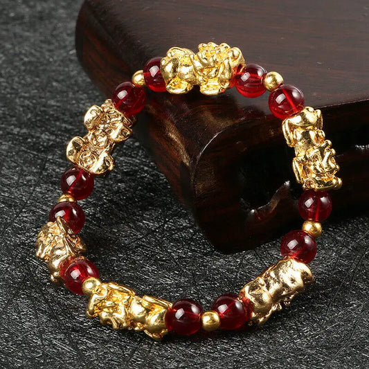 Luckacco Pixiu Bring Wealth Good Luck Bracelet Chinese Fengshui Beast Agate Charm Bracelets Jewelry Lucky Bracelets Drop Shipping