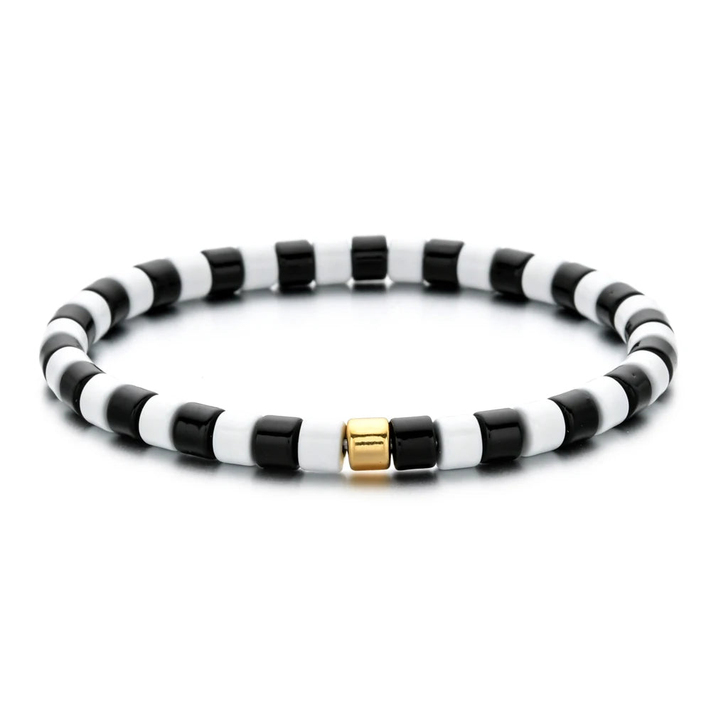 luckacco boho bohemian handmade charm summer new gold color bracelet tile beads friendship bracelet women gifts unisex fashion jewelry