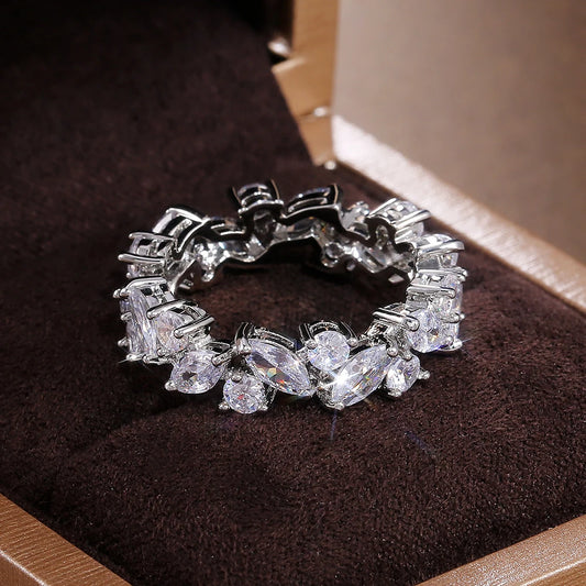 Luckacco daily picks New Promise Rings for Women Dazzling Cubic Zircon Graceful Lady Accessories Party Nice Girl Gift Trendy Jewelry