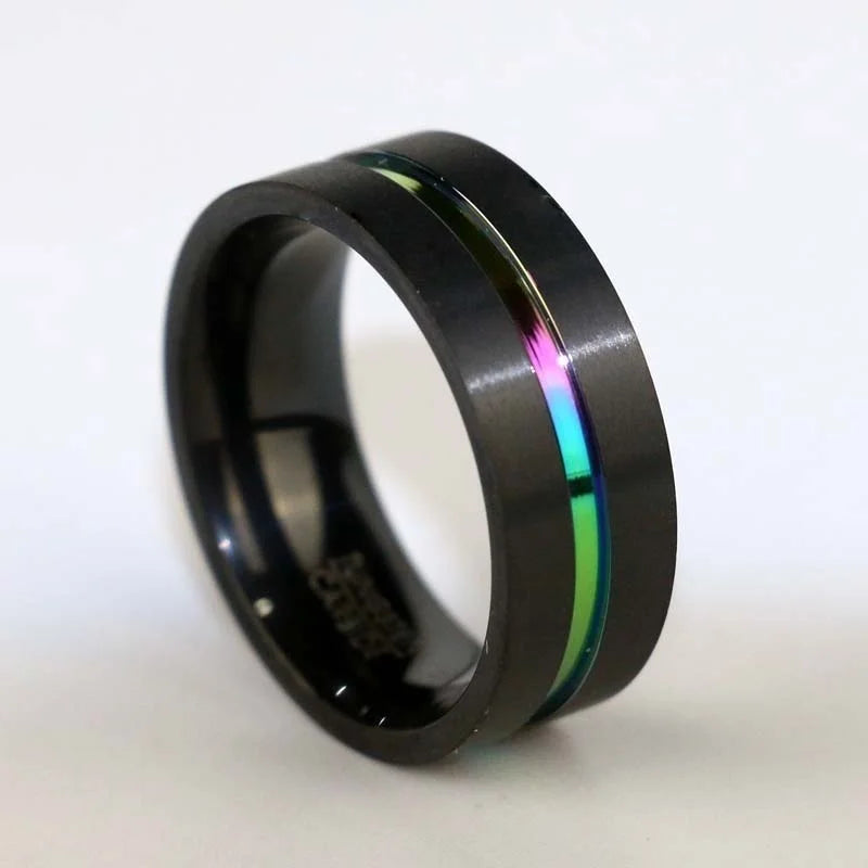 luckacco couple ring stainless steel colorful rings for women purple crystal bands wedding engagement jewelry accessories