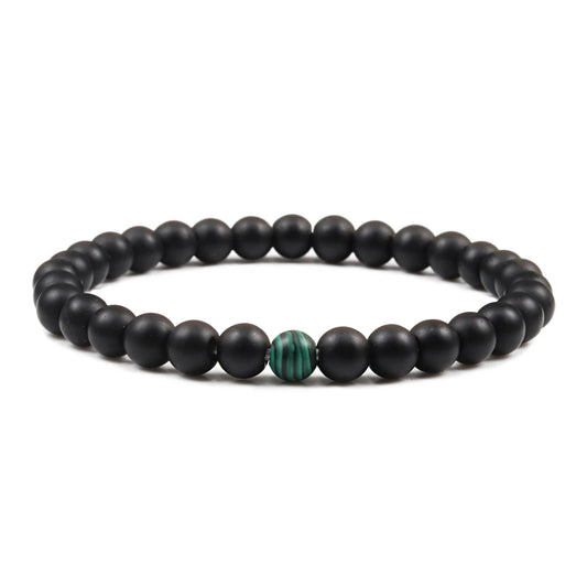 Luckacco Natural Green Malachite Stone Lava Bracelets Women Men Strand Charm Buddha Beads Bracelet Yoga Prayer Handmade Jewelry Gift