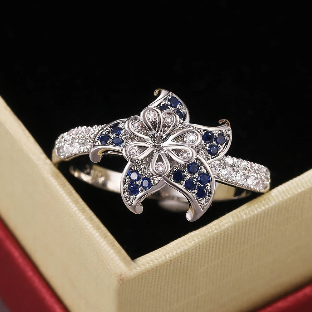 luckacco fashion trendy jewelry s925 rings for women cubic zirconia charms bridal wedding engagement white gold color ring drop shipping