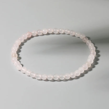 Luckacco 4MM Mini Rose Quartz Bracelet Energy Bracelets Tiny Bracelet Natural Stone Statement Bracelet Charm Beaded Couples Bracelets