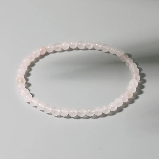 Luckacco 4MM Mini Rose Quartz Bracelet Energy Bracelets Tiny Bracelet Natural Stone Statement Bracelet Charm Beaded Couples Bracelets