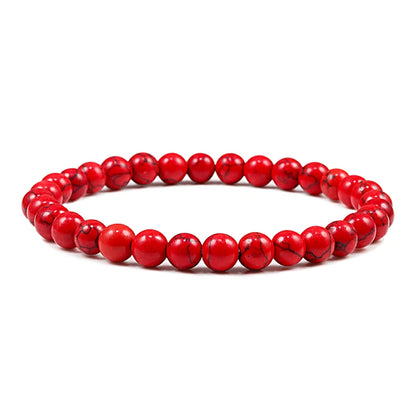 Luckacco New 6mm 8mm 10mm Red Beads Bracelets Classic Elastic Stretch Natural Stone Bracelet Bangle for Women Men Yoga Jewelry