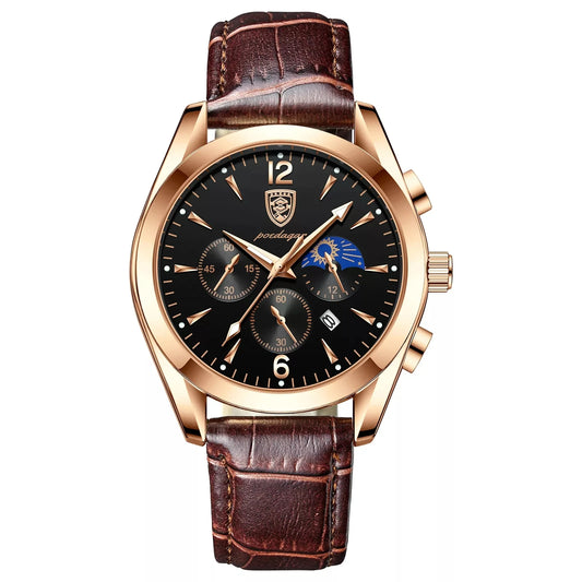 Luckacco POEDAGAR Men Watch New Top Brand Luxury Waterproof Luminous Sport Wristwatch Quartz Military Genuine Leather Relogio Masculino