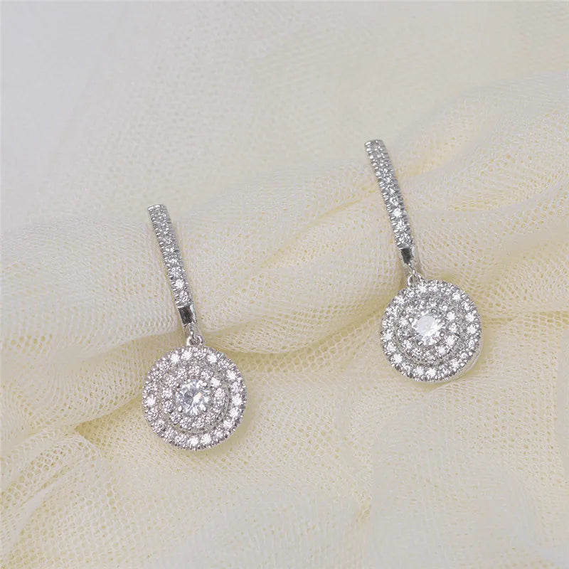 luckacco daily picks new wedding trend eternity earrings for women full bling cubic zirconia simple elegant lady's accessories classic jewelry