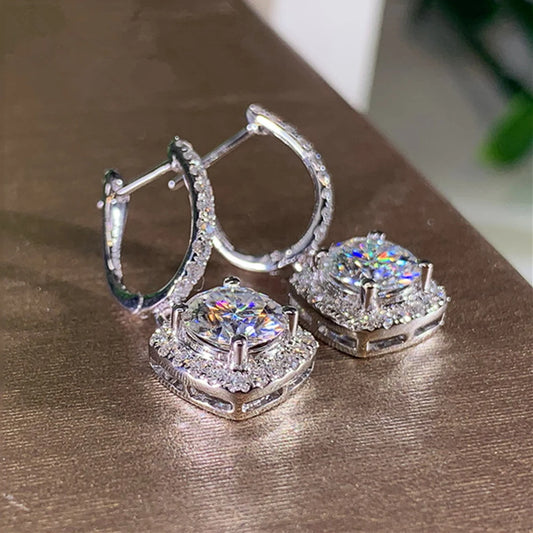 Luckacco daily picks New Trendy Square Shape Drop Earrings Brilliant Bridal Engagement Wedding Jewelry Elegant Female Dangle Earring Nice Gift