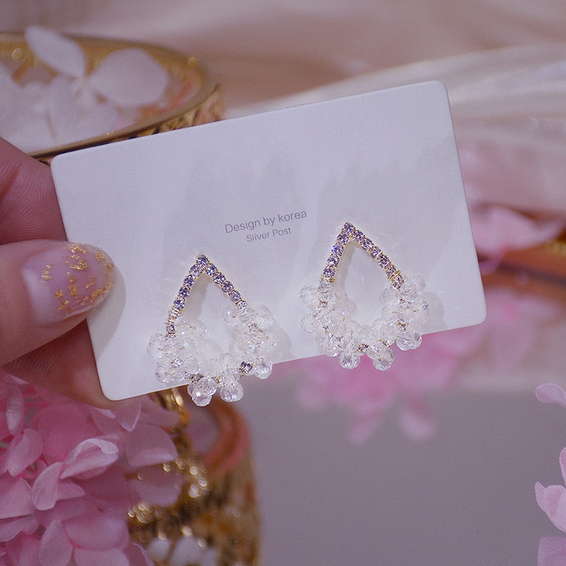 Elegant Exquisite Luxury Shine Crystal Earring Top Quality Rhinestone Water Drop Stud Earring Wedding Bijoux Birthday Gift - luckacco