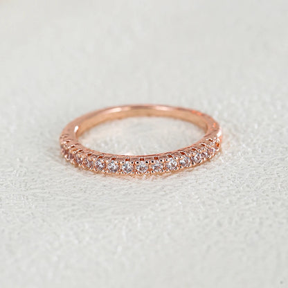 Luckacco Emmaya New Arrival Shiny Thin Ring With Tiny And Cute AAA Zirconia Three Colors Choice For Female Modern Style Party Fine Gift