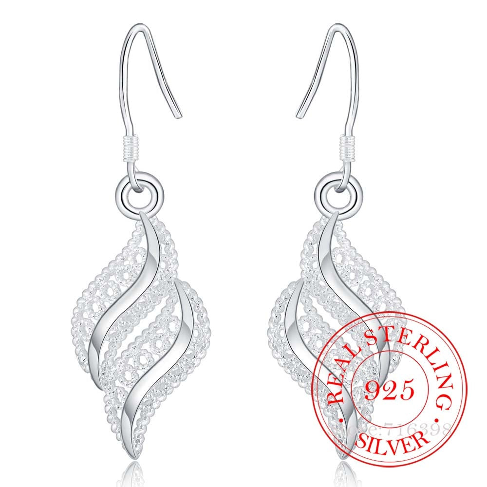 925 Sterling Silver Earring Korean Vintage Geometric Palace Pattern Dangle Earrings For Women 2020 Engagement Wedding Jewelry - luckacco