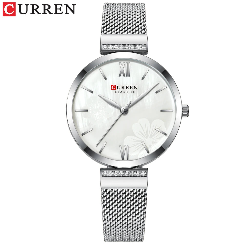 luckacco golden wristwatch mesh ladies watches luxury brand curren elegant simple quartz watch women's bracelet clock female reloj mujer