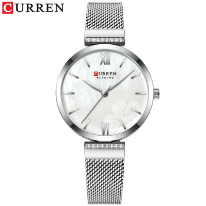 Luckacco Golden Wristwatch Mesh Ladies Watches Luxury Brand CURREN Elegant Simple Quartz Watch Women's Bracelet Clock Female Reloj mujer