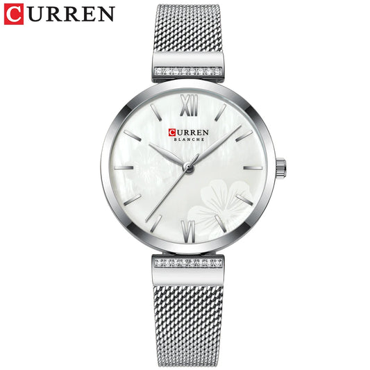Luckacco Golden Wristwatch Mesh Ladies Watches Luxury Brand CURREN Elegant Simple Quartz Watch Women's Bracelet Clock Female Reloj mujer