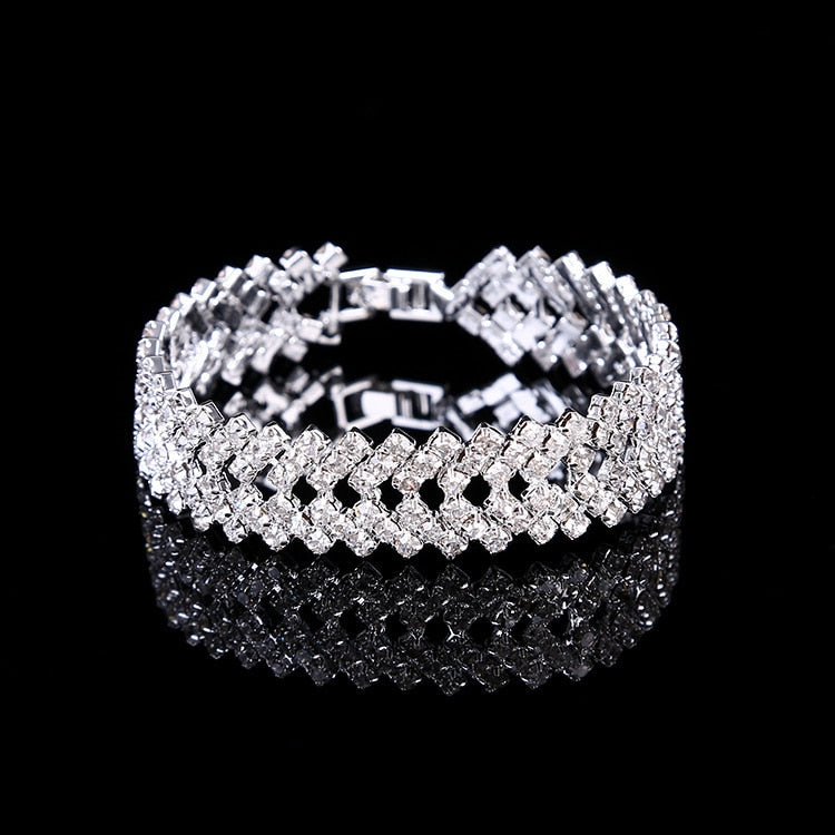 Fashion Crystal Bracelet for Women Wedding Bangle  Hand Jewelry Multi-Layer Bridal Rhinestone Bracelet - luckacco