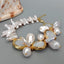YYGEM Natural Freshwater White Biwa Pearl Coin Keshi Pearl Sea Shell Pearl Bracelet 8" - luckacco