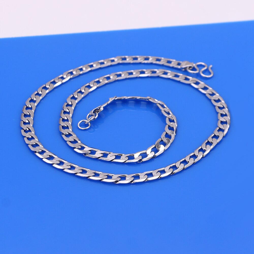 925 Sterling Silver Necklace Men's-Classic Cuban Chain-Rolo Chain-51cm Length-Solid Silver Necklace-Men's Jewellery - luckacco
