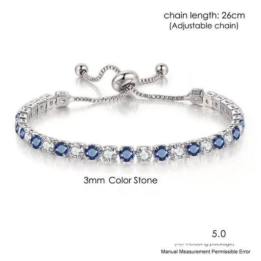 Luckacco Adjustable Multicolor Tennis Bracelets for Women Ladies Wedding Rainbow Colorful Zircon Charm Bracelet Hand Chain Jewelry DZH043