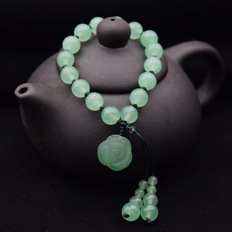 Drop Ship Natural Dongling Jade Bracelet With Green Jade Rose Jade Jewelry - luckacco