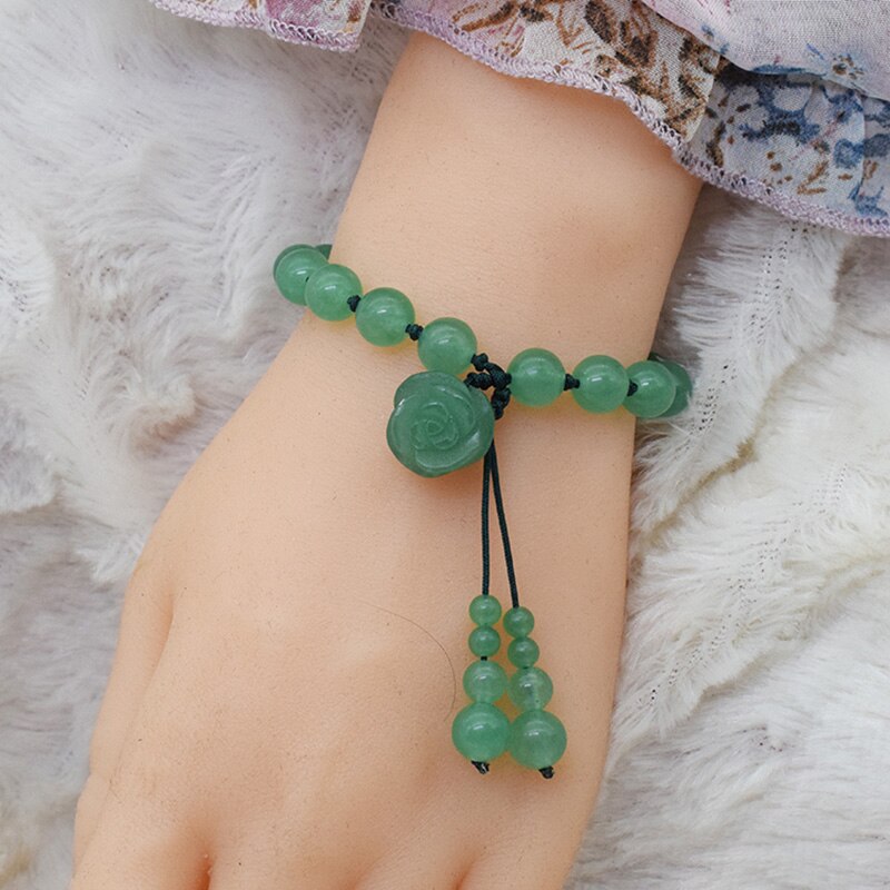 Drop Ship Natural Dongling Jade Bracelet With Green Jade Rose Jade Jewelry - luckacco
