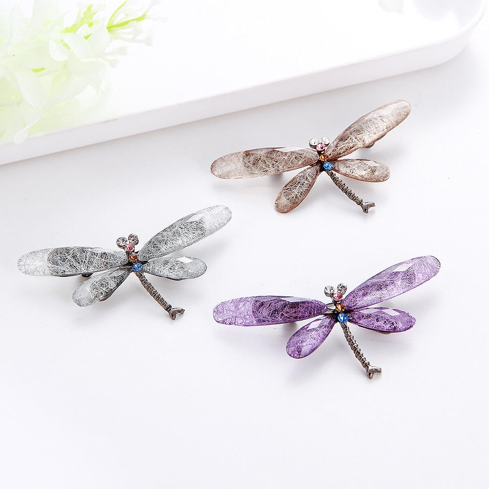 Crystal Brooch Pins For Women Bling Rhinestone Dragonfly Brooches Color Animal Brooches Jewelry Wedding Party Bijoux Best Gift - luckacco
