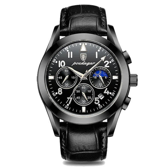 Luckacco POEDAGAR Men Watch New Top Brand Luxury Waterproof Luminous Sport Wristwatch Quartz Military Genuine Leather Relogio Masculino