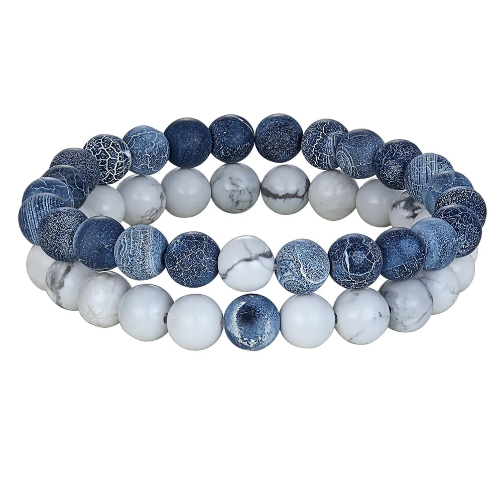luckacco xqni various combination styles beaded bracelets for men & women for couples jewelry stretch elastic rope diy birthday gift box