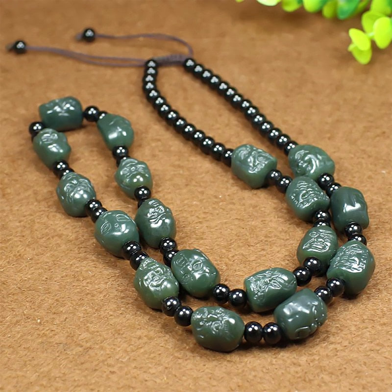 Natural 7A hetian jade beads Buddha jade necklace pendant necklace faith necklace  neckalce for woman men - luckacco