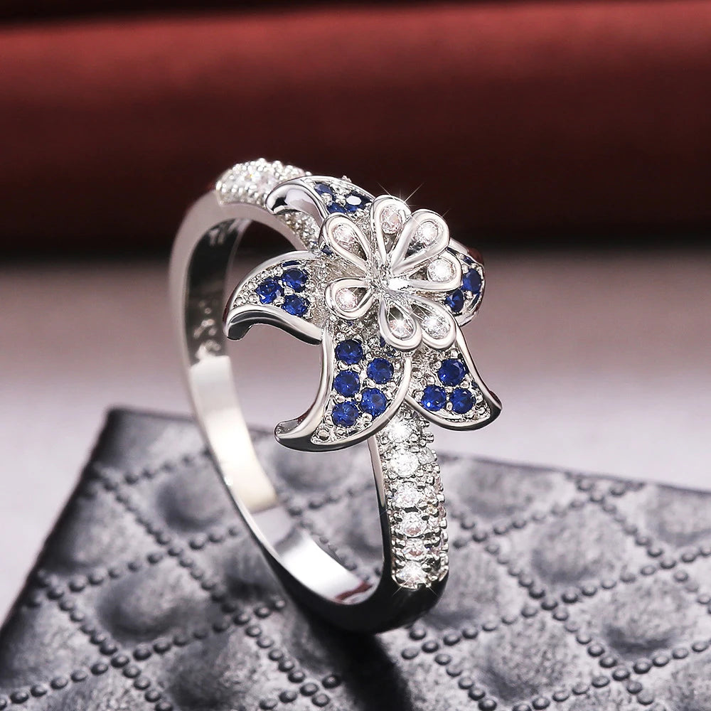 luckacco fashion trendy jewelry s925 rings for women cubic zirconia charms bridal wedding engagement white gold color ring drop shipping
