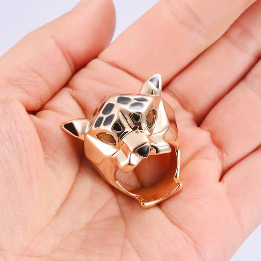 Luckacco High Quality Leopard Man Woman Cocktail Statement Ring Green Zircon Eyes Jewelry Dropship Size 6/7/8/9
