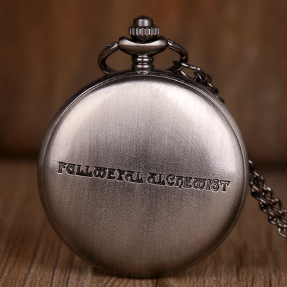 Luckacco Antique FullMetal Alchemist Edward Elric Cosplay Quartz Pocket Watch with Pendant Necklace Men Women Fob Watch