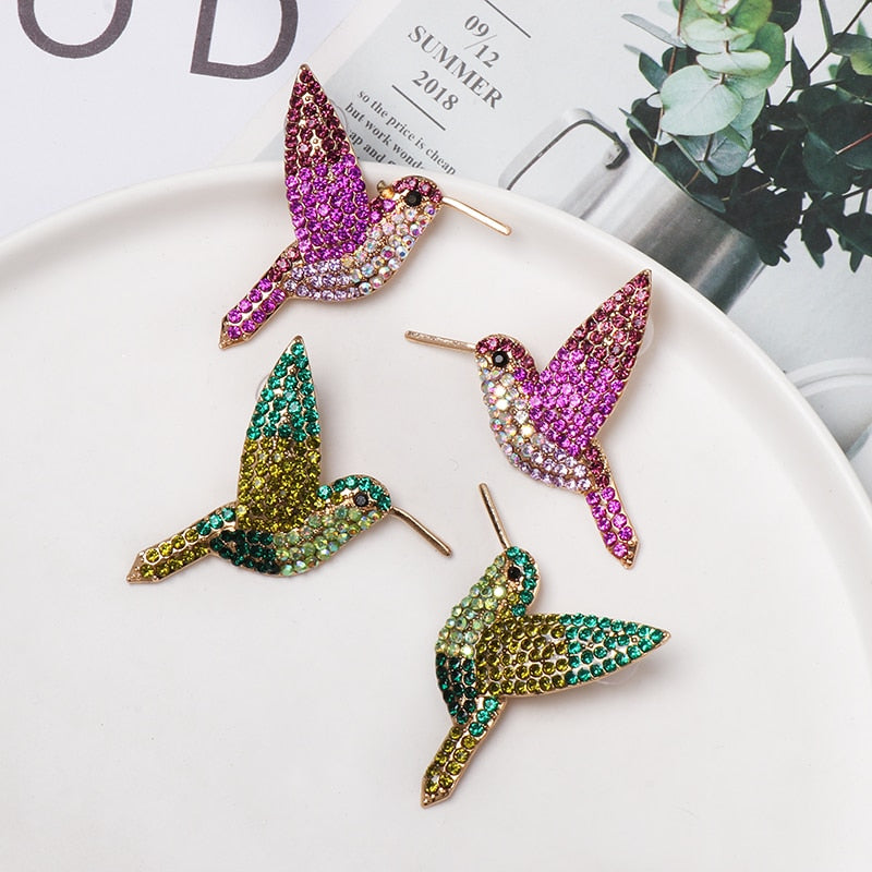 Wholesale JUJIA Fashion Rhinestone Birds Earrings For Women Girls Crystal Earring Vintage Wedding Statement Jewelry Brincos - luckacco