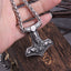 Stainless Steel Nordic Odin with raven necklace thor hammer viking necklace with wooden box as gift - luckacco
