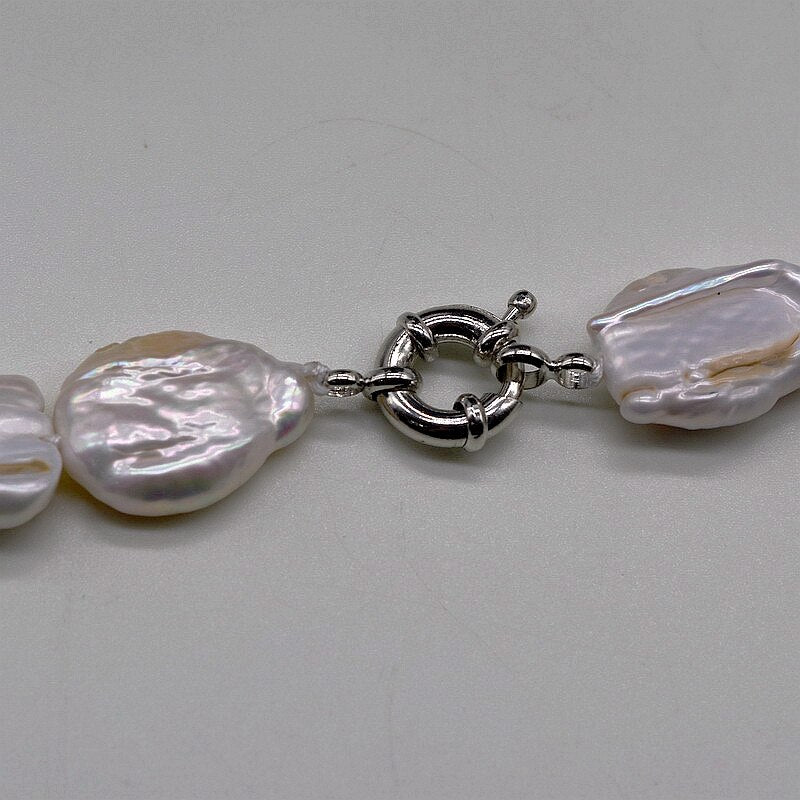 White Baroque Necklace Natural Coin Drop Shape Pearl Necklace Design Exaggerated Women Necklaces Free Shipping Mom Gifts - luckacco