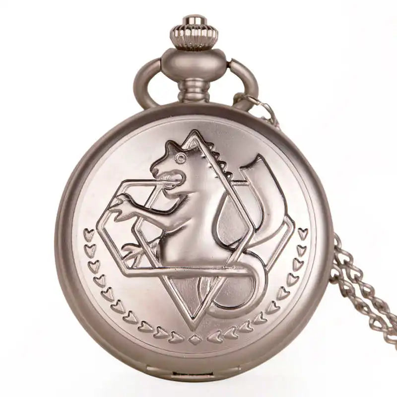 luckacco antique fullmetal alchemist edward elric cosplay quartz pocket watch with pendant necklace men women fob watch