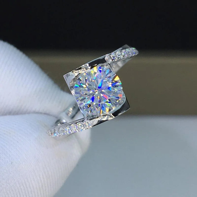 luckacco new 925 sterling silver ring 2 carat zircon simulation cz ring, a wedding gift for women's charm jewelry