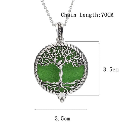 Luckacco Aromatherapy Necklace Tree of Life Diffuser Jewelry Vintage Open Locket Pendant Essential Oil Perfume Aroma Diffuser Necklace